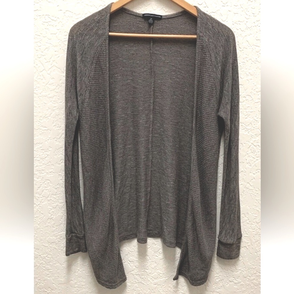American Eagle Gray Brown Open Front Lightweight … - image 1